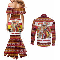 Personalized Belgium Couples Matching Mermaid Dress and Long Sleeve Button Shirt Saint Nicholas With Patterns Xmas - Wonder Print Shop