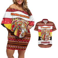 Personalized Belgium Couples Matching Off Shoulder Short Dress and Hawaiian Shirt Saint Nicholas With Patterns Xmas - Wonder Print Shop