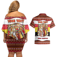 Personalized Belgium Couples Matching Off Shoulder Short Dress and Hawaiian Shirt Saint Nicholas With Patterns Xmas - Wonder Print Shop