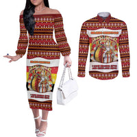 Personalized Belgium Couples Matching Off The Shoulder Long Sleeve Dress and Long Sleeve Button Shirt Saint Nicholas With Patterns Xmas - Wonder Print Shop