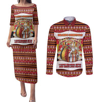 Personalized Belgium Couples Matching Puletasi and Long Sleeve Button Shirt Saint Nicholas With Patterns Xmas - Wonder Print Shop