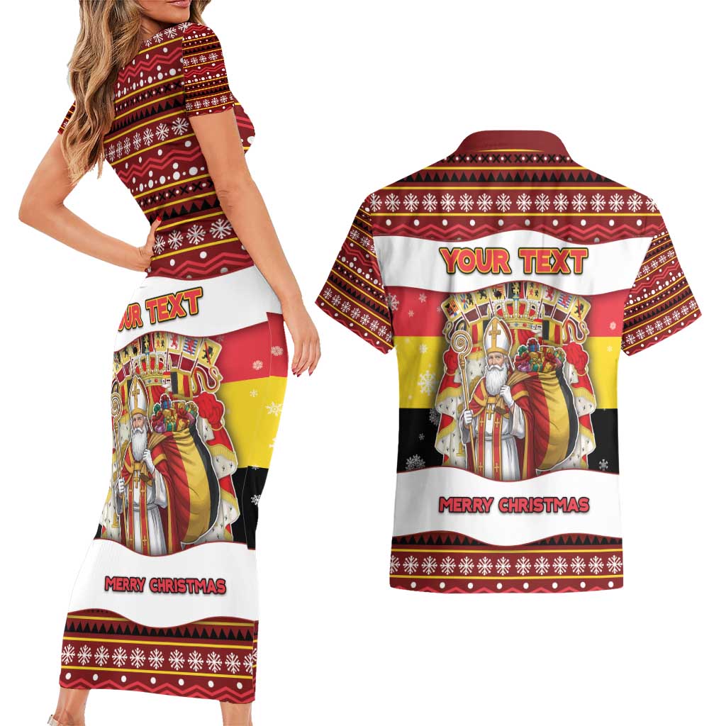 Personalized Belgium Couples Matching Short Sleeve Bodycon Dress and Hawaiian Shirt Saint Nicholas With Patterns Xmas - Wonder Print Shop