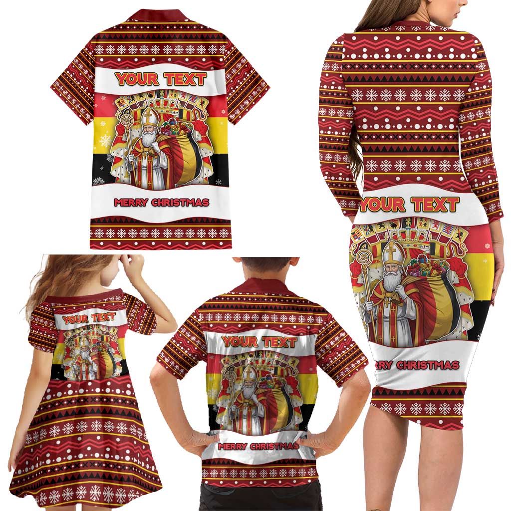 Personalized Belgium Family Matching Long Sleeve Bodycon Dress and Hawaiian Shirt Saint Nicholas With Patterns Xmas - Wonder Print Shop