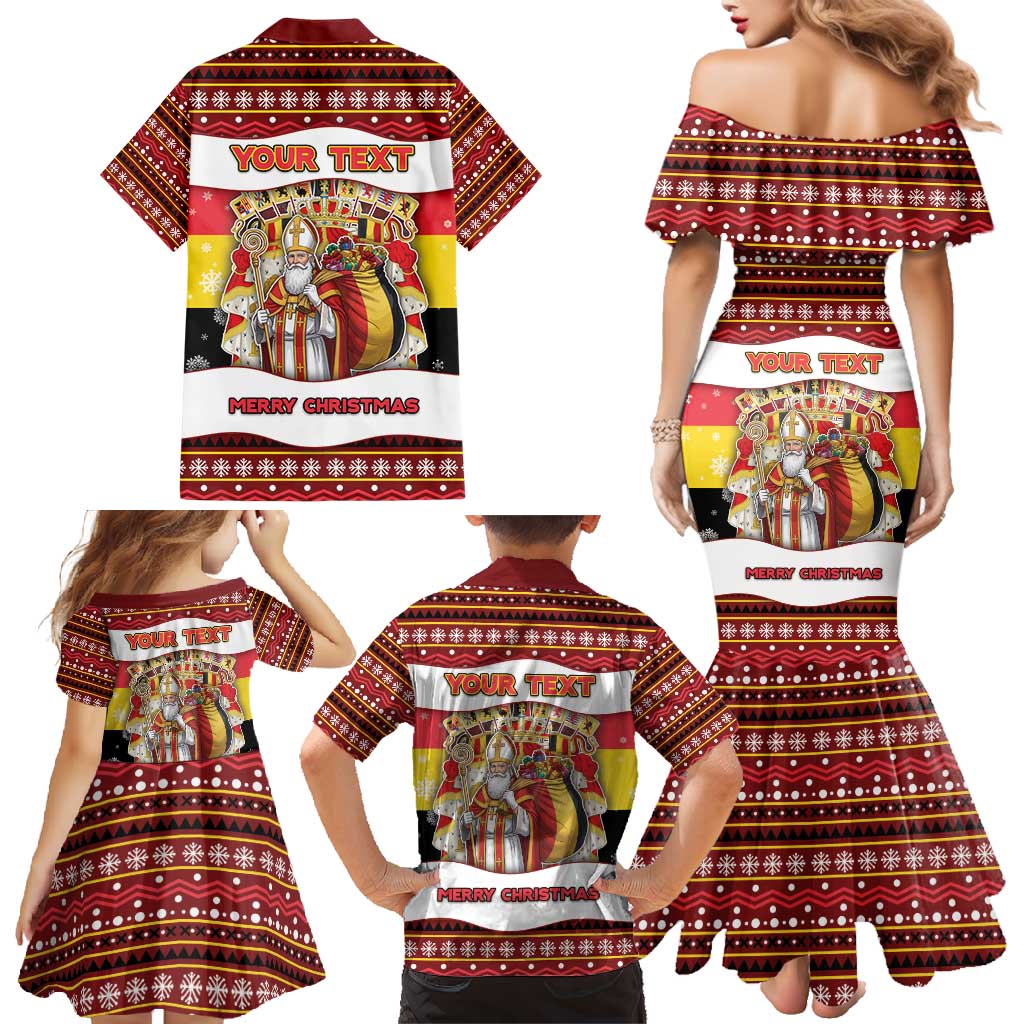 Personalized Belgium Family Matching Mermaid Dress and Hawaiian Shirt Saint Nicholas With Patterns Xmas - Wonder Print Shop