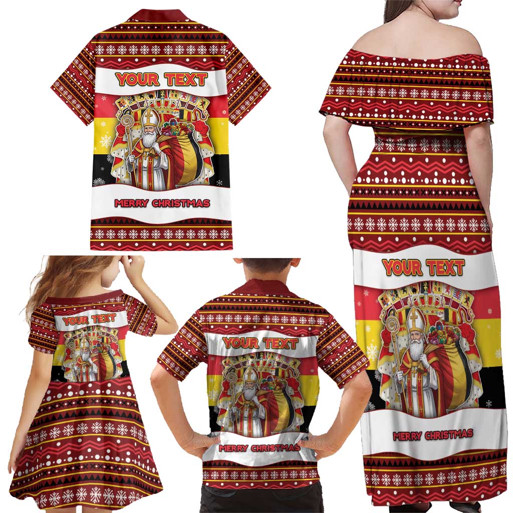 Personalized Belgium Family Matching Off Shoulder Maxi Dress and Hawaiian Shirt Saint Nicholas With Patterns Xmas - Wonder Print Shop