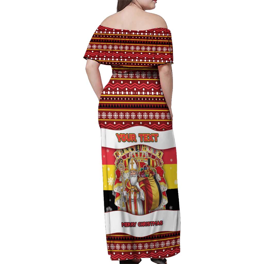 Personalized Belgium Family Matching Off Shoulder Maxi Dress and Hawaiian Shirt Saint Nicholas With Patterns Xmas - Wonder Print Shop