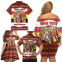 Personalized Belgium Family Matching Off Shoulder Short Dress and Hawaiian Shirt Saint Nicholas With Patterns Xmas - Wonder Print Shop