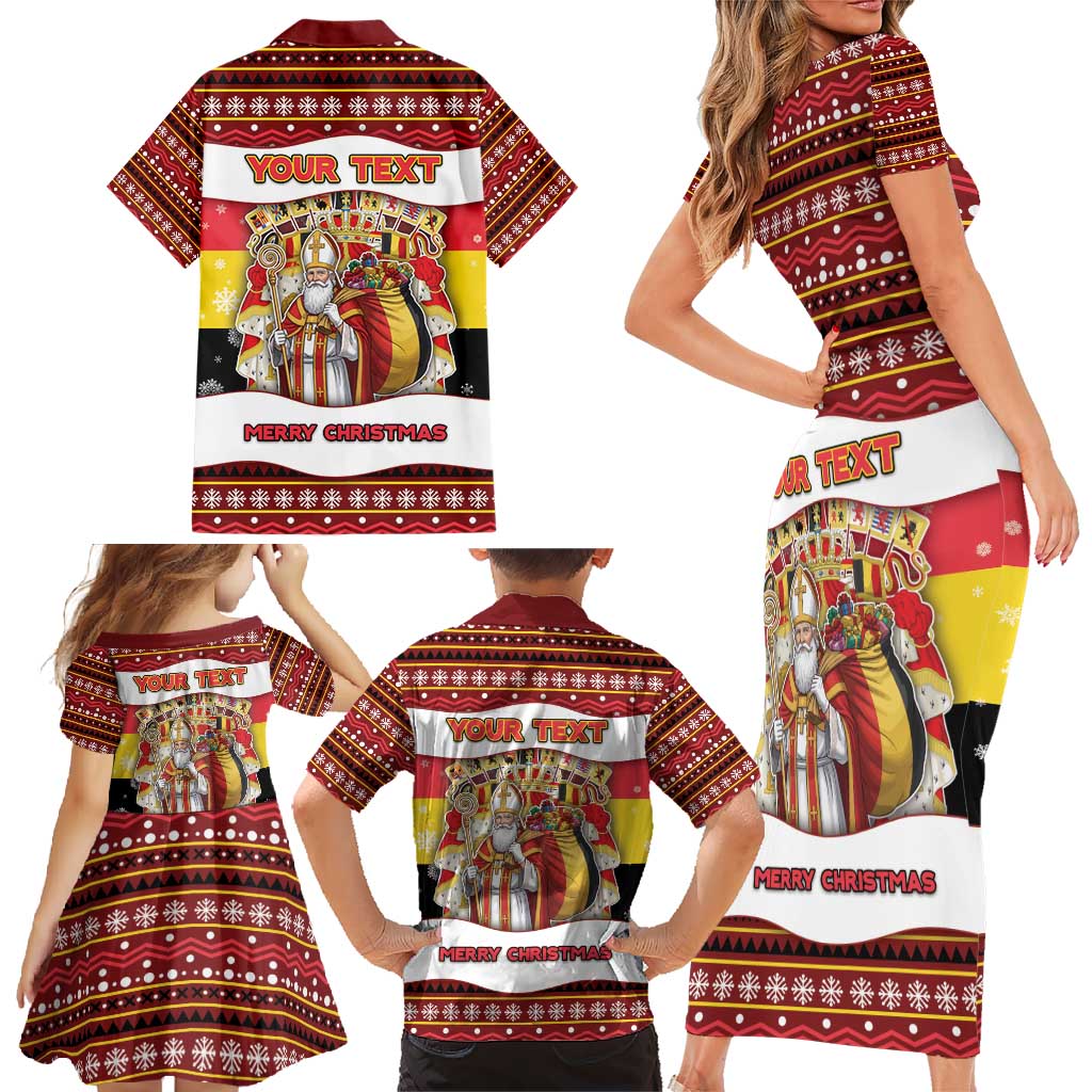 Personalized Belgium Family Matching Short Sleeve Bodycon Dress and Hawaiian Shirt Saint Nicholas With Patterns Xmas - Wonder Print Shop