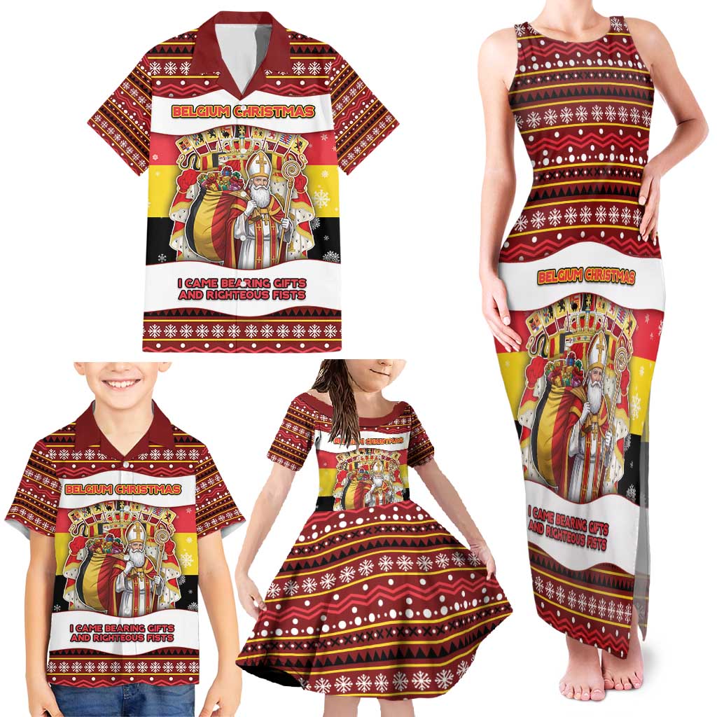 Personalized Belgium Family Matching Tank Maxi Dress and Hawaiian Shirt Saint Nicholas With Patterns Xmas - Wonder Print Shop