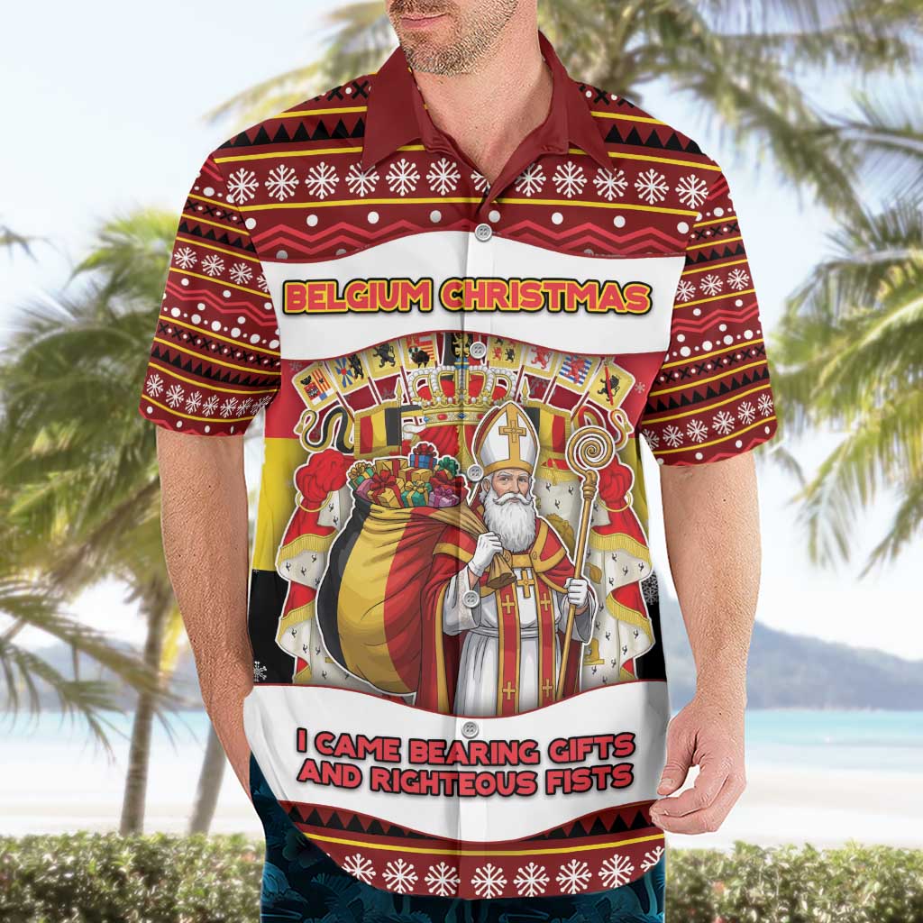 Personalized Belgium Hawaiian Shirt Saint Nicholas With Patterns Xmas - Wonder Print Shop