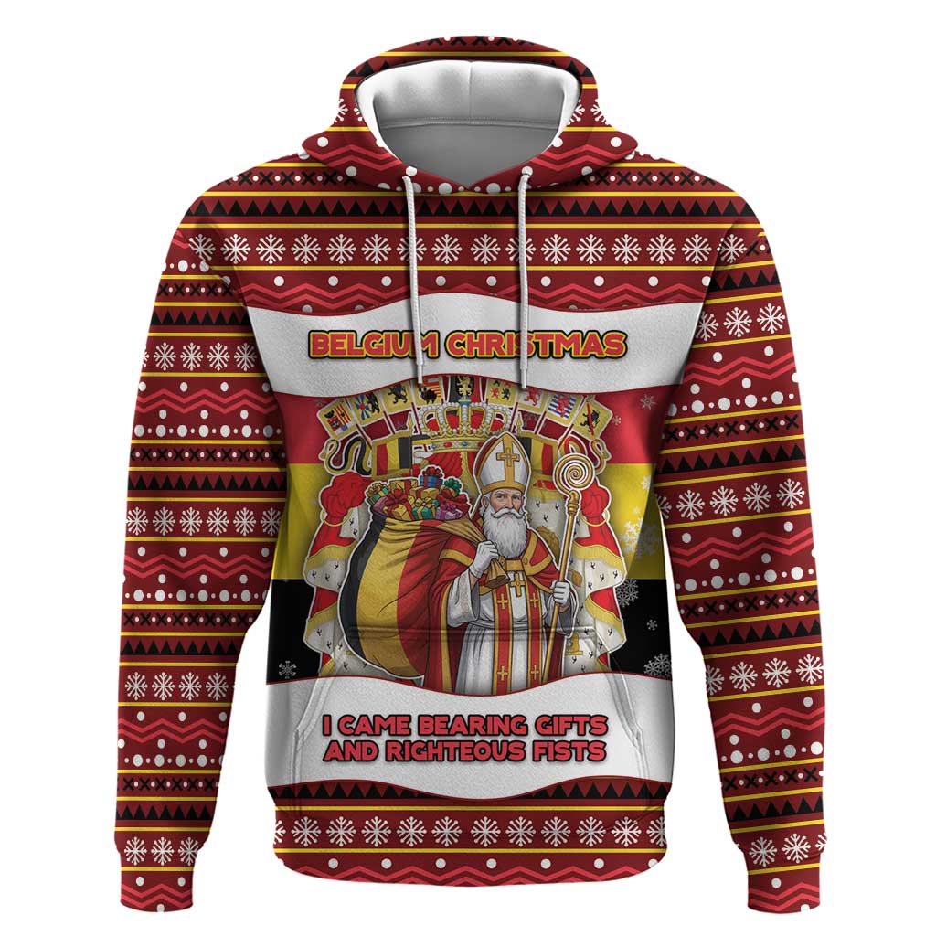Personalized Belgium Hoodie Saint Nicholas With Patterns Xmas - Wonder Print Shop