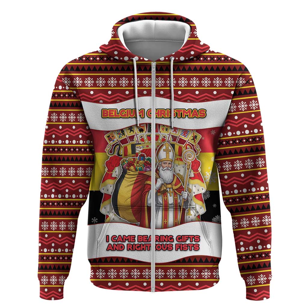 Personalized Belgium Hoodie Saint Nicholas With Patterns Xmas - Wonder Print Shop