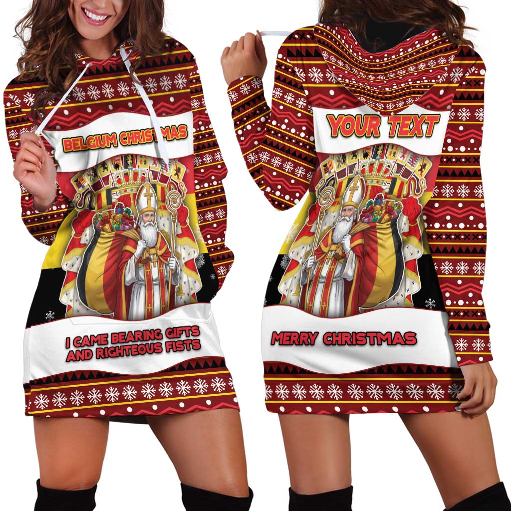 Personalized Belgium Hoodie Dress Saint Nicholas With Patterns Xmas - Wonder Print Shop