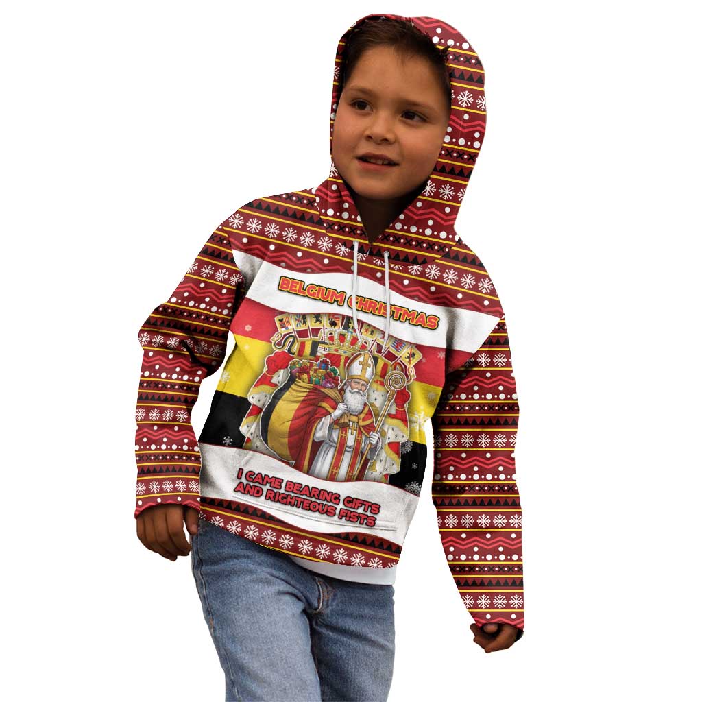 Personalized Belgium Kid Hoodie Saint Nicholas With Patterns Xmas - Wonder Print Shop
