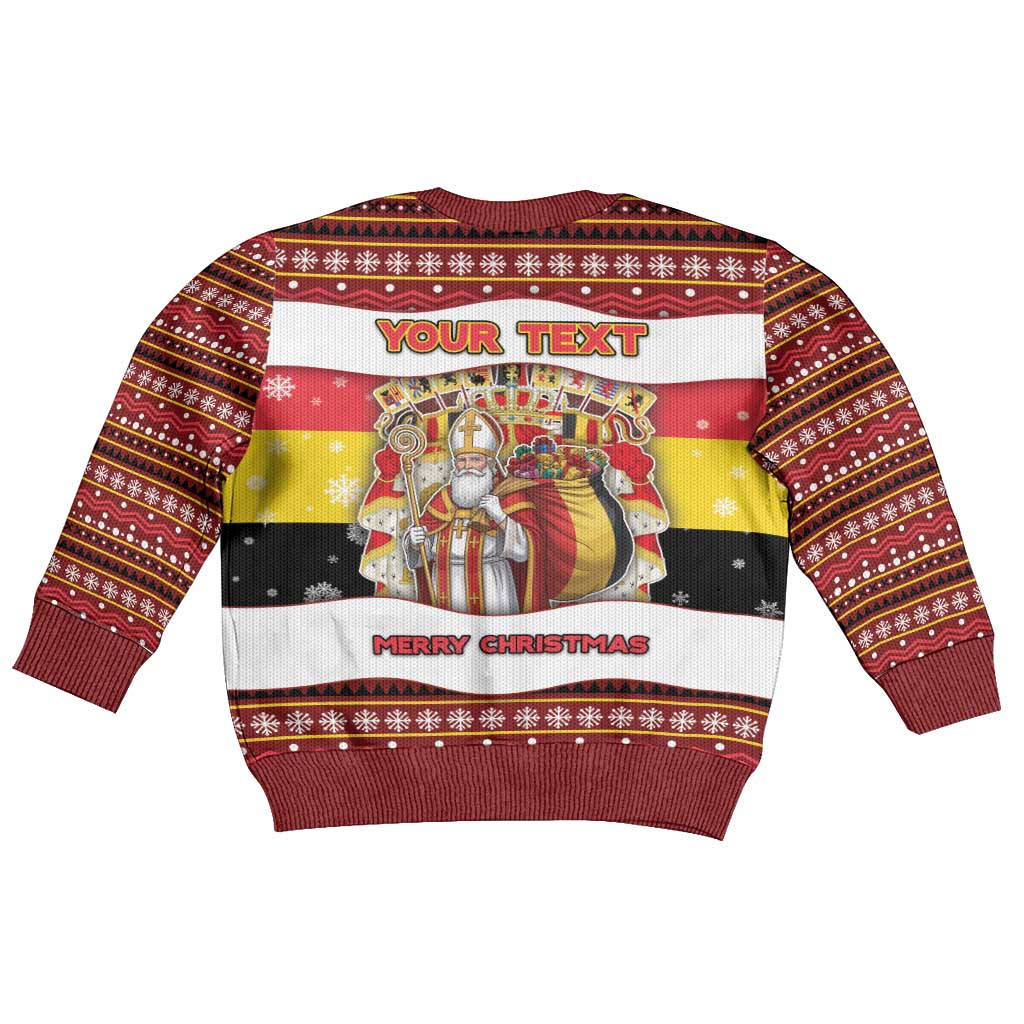Personalized Belgium Kid Ugly Christmas Sweater Saint Nicholas With Patterns Xmas - Wonder Print Shop