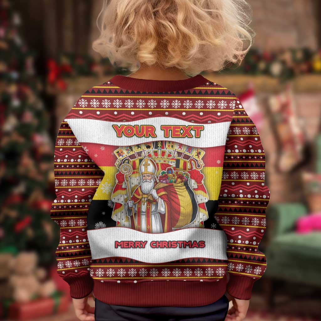 Personalized Belgium Kid Ugly Christmas Sweater Saint Nicholas With Patterns Xmas - Wonder Print Shop