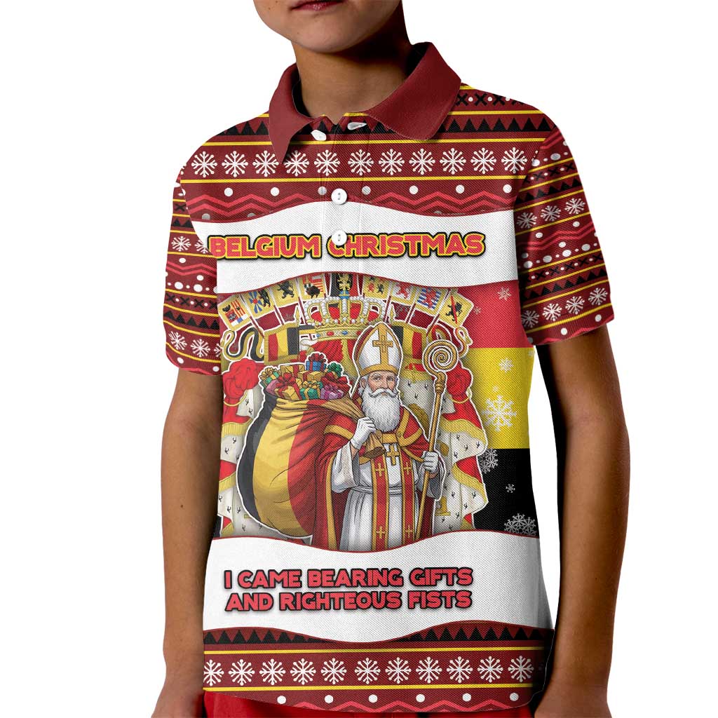 Personalized Belgium Kid Polo Shirt Saint Nicholas With Patterns Xmas - Wonder Print Shop