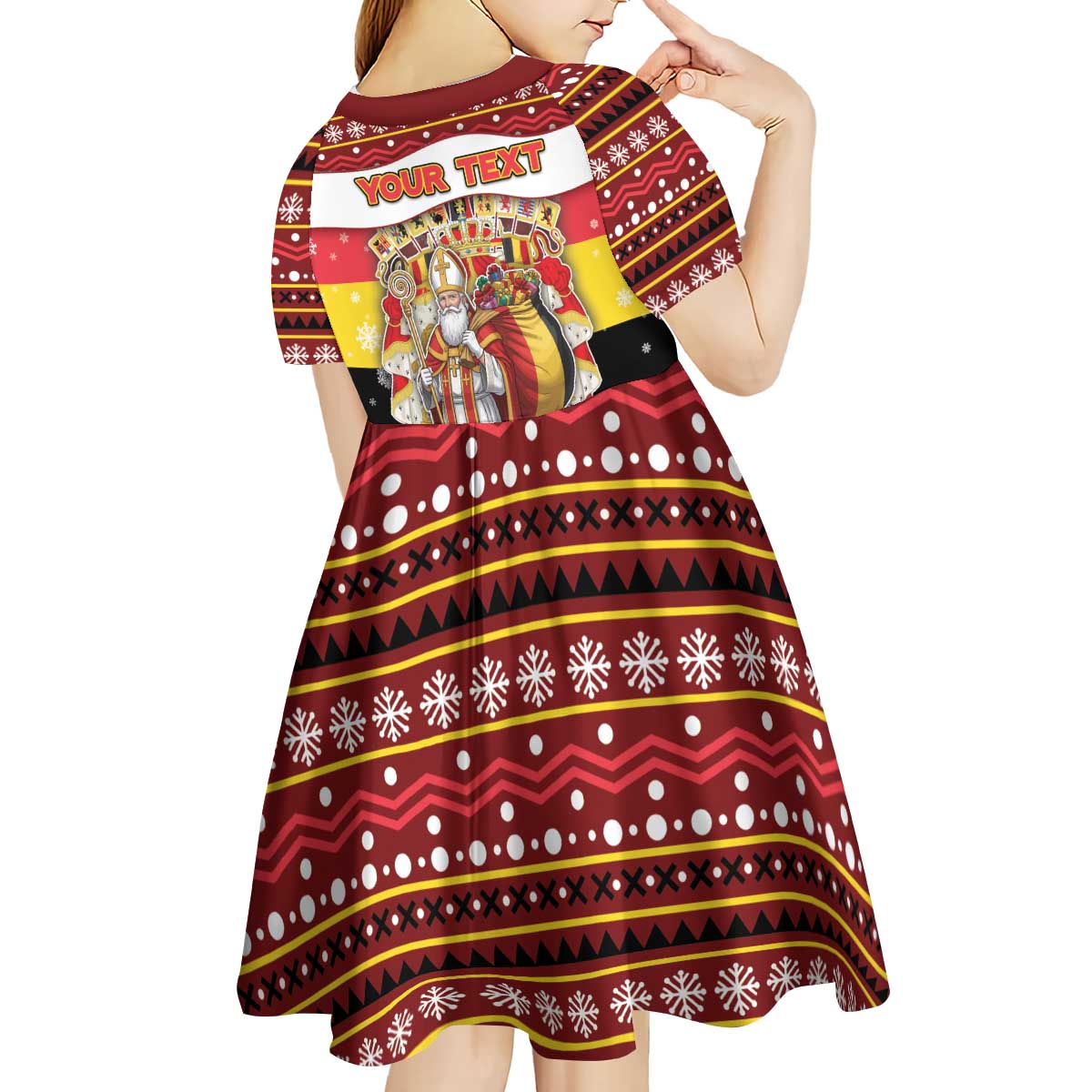 Personalized Belgium Kid Short Sleeve Dress Saint Nicholas With Patterns Xmas - Wonder Print Shop