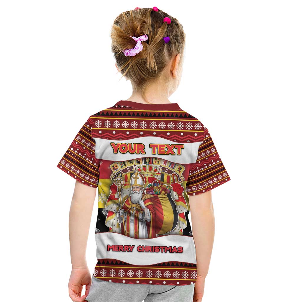 Personalized Belgium Kid T Shirt Saint Nicholas With Patterns Xmas - Wonder Print Shop