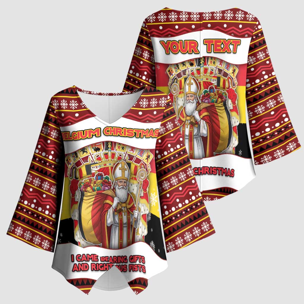 Personalized Belgium Kimono Sleeve Blouse Saint Nicholas With Patterns Xmas - Wonder Print Shop