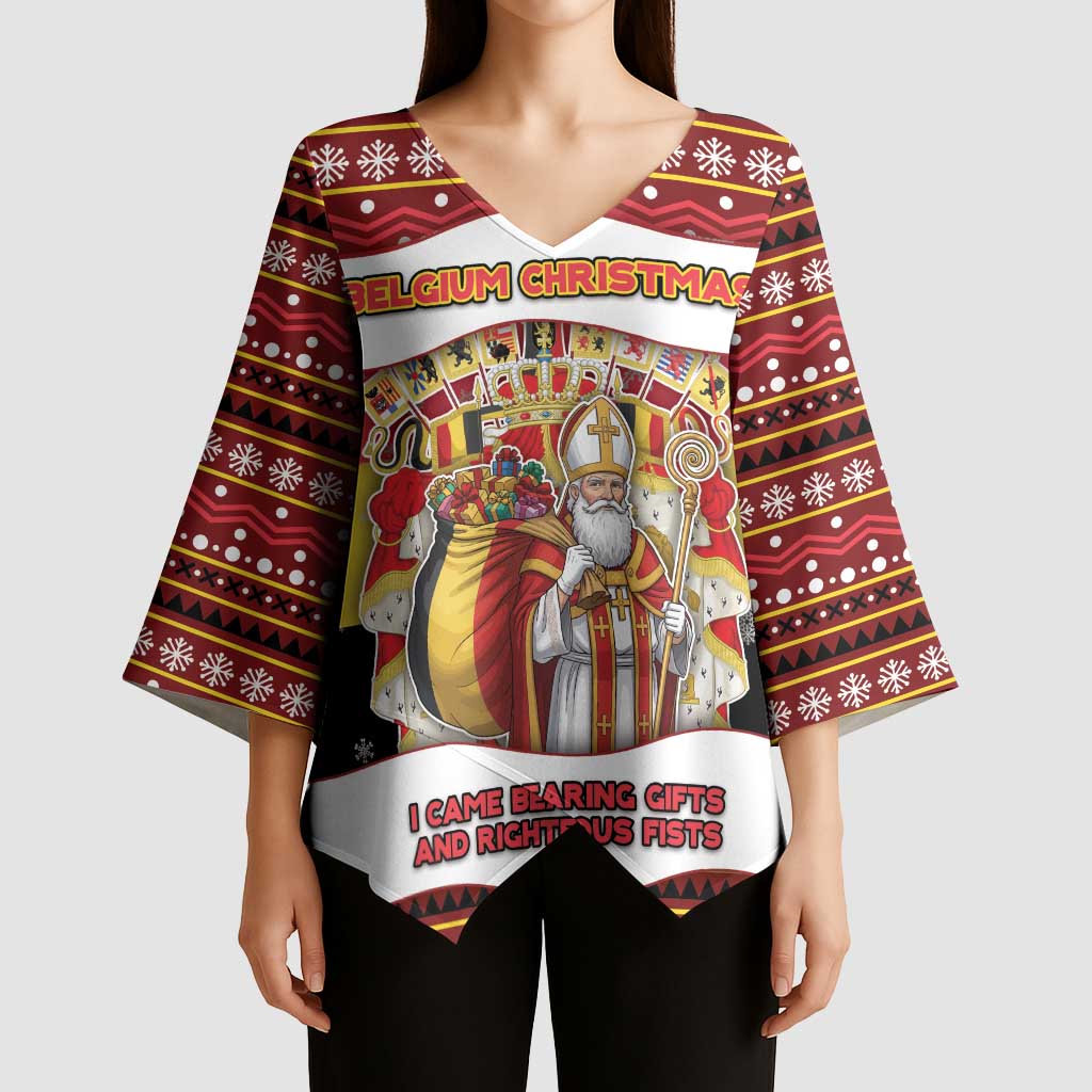 Personalized Belgium Kimono Sleeve Blouse Saint Nicholas With Patterns Xmas - Wonder Print Shop