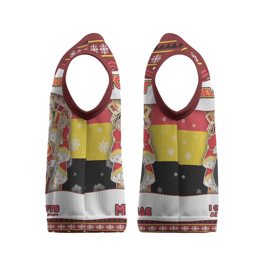 Personalized Belgium Christmas Knitted V-Neck Vest Saint Nicholas With Patterns Xmas - Wonder Print Shop