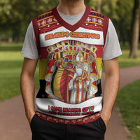 Personalized Belgium Christmas Knitted V-Neck Vest Saint Nicholas With Patterns Xmas - Wonder Print Shop