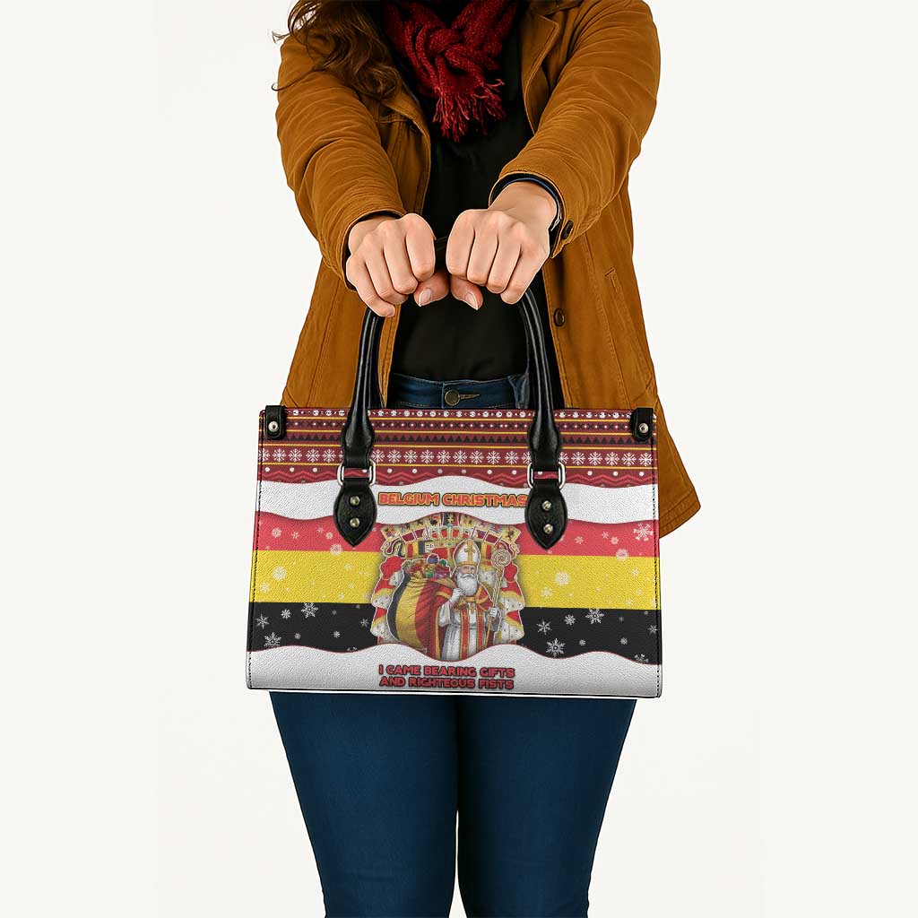 Belgium Leather Bag Saint Nicholas With Patterns Xmas - Wonder Print Shop