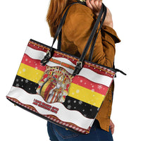 Belgium Leather Tote Bag Saint Nicholas With Patterns Xmas - Wonder Print Shop