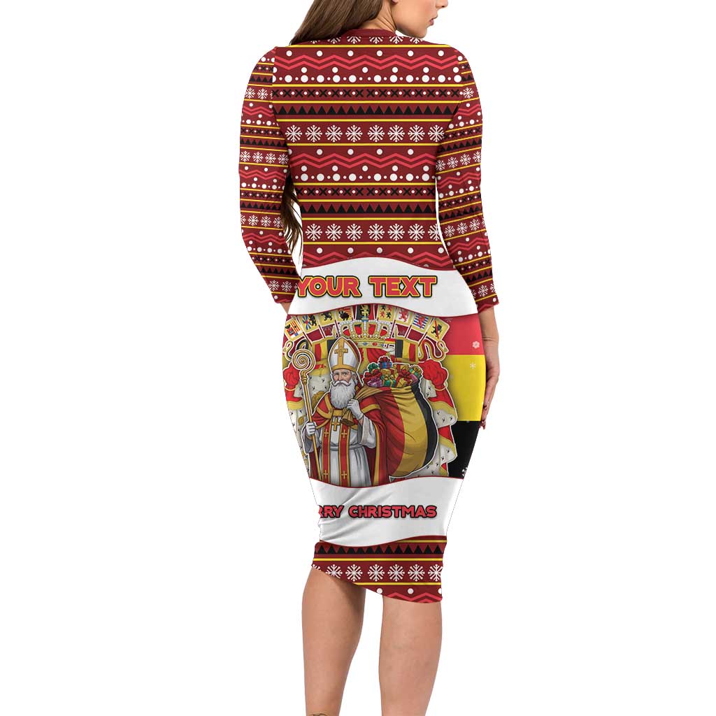 Personalized Belgium Long Sleeve Bodycon Dress Saint Nicholas With Patterns Xmas - Wonder Print Shop