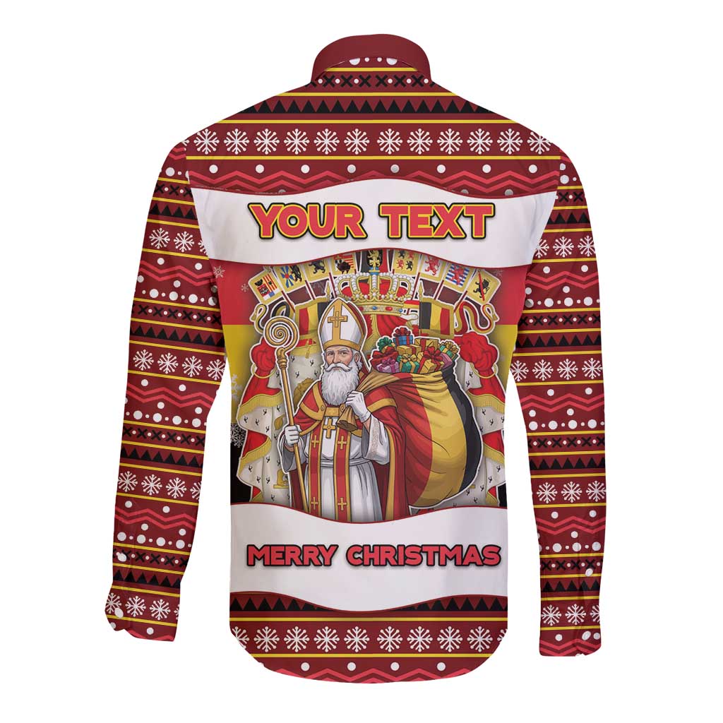 Personalized Belgium Long Sleeve Button Shirt Saint Nicholas With Patterns Xmas - Wonder Print Shop