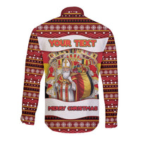 Personalized Belgium Long Sleeve Button Shirt Saint Nicholas With Patterns Xmas - Wonder Print Shop