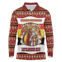 Personalized Belgium Long Sleeve Polo Shirt Saint Nicholas With Patterns Xmas - Wonder Print Shop