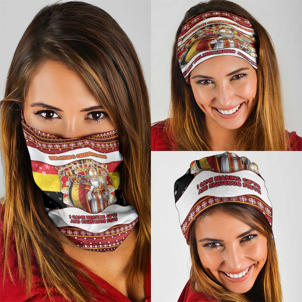 Belgium Neck Gaiter Saint Nicholas With Patterns Xmas - Wonder Print Shop