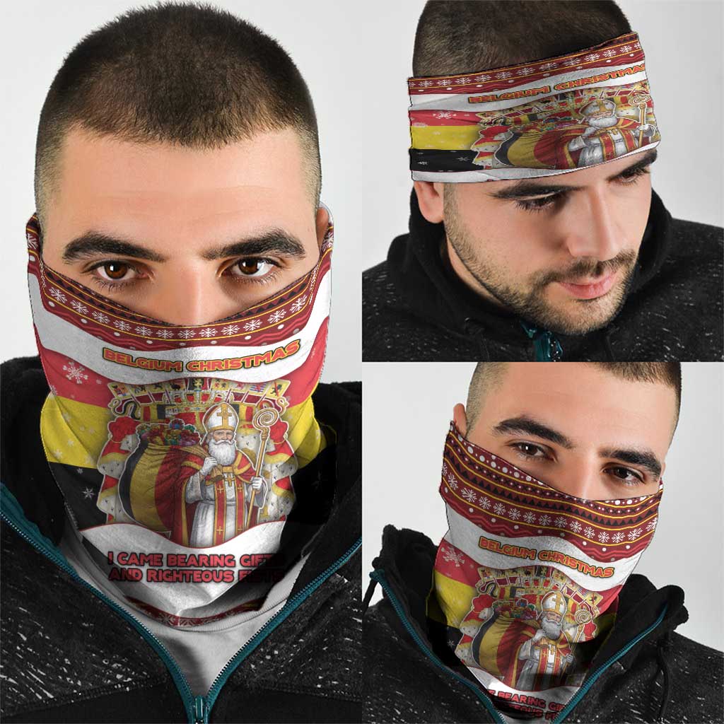 Belgium Neck Gaiter Saint Nicholas With Patterns Xmas - Wonder Print Shop