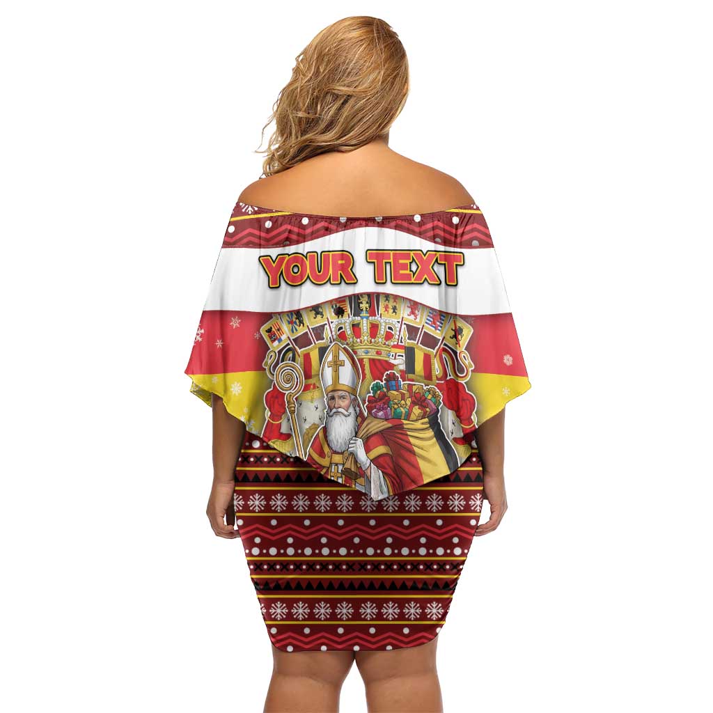 Personalized Belgium Off Shoulder Short Dress Saint Nicholas With Patterns Xmas - Wonder Print Shop