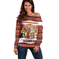 Personalized Belgium Off Shoulder Sweater Saint Nicholas With Patterns Xmas - Wonder Print Shop
