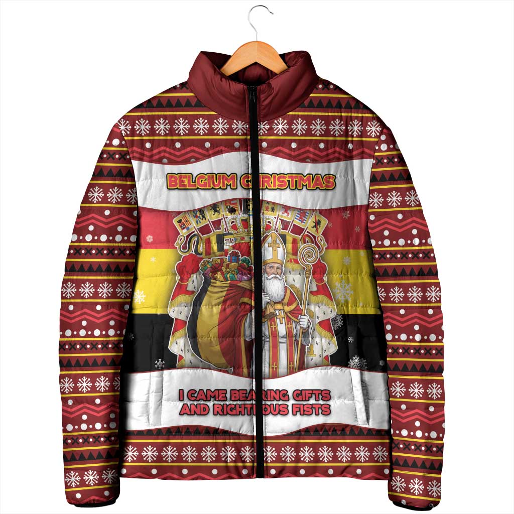 Personalized Belgium Padded Jacket Saint Nicholas With Patterns Xmas - Wonder Print Shop