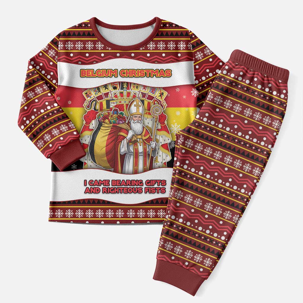 Personalized Belgium Christmas Pajama Set Saint Nicholas With Patterns Xmas - Wonder Print Shop
