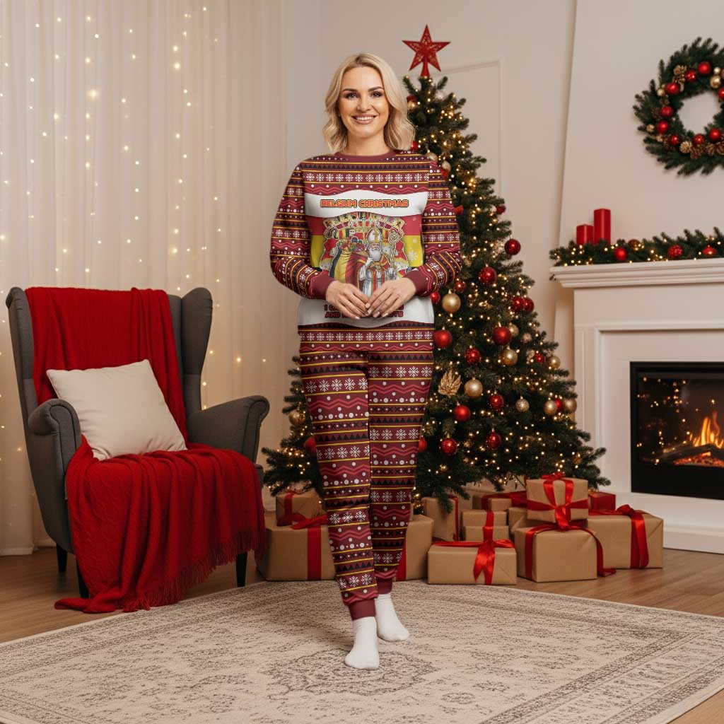 Personalized Belgium Christmas Pajama Set Saint Nicholas With Patterns Xmas - Wonder Print Shop