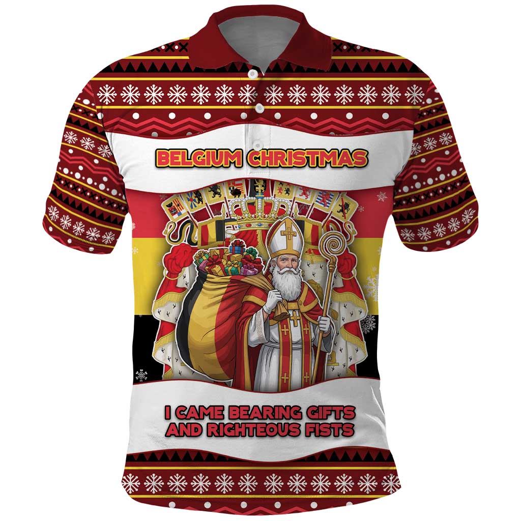 Personalized Belgium Polo Shirt Saint Nicholas With Patterns Xmas - Wonder Print Shop