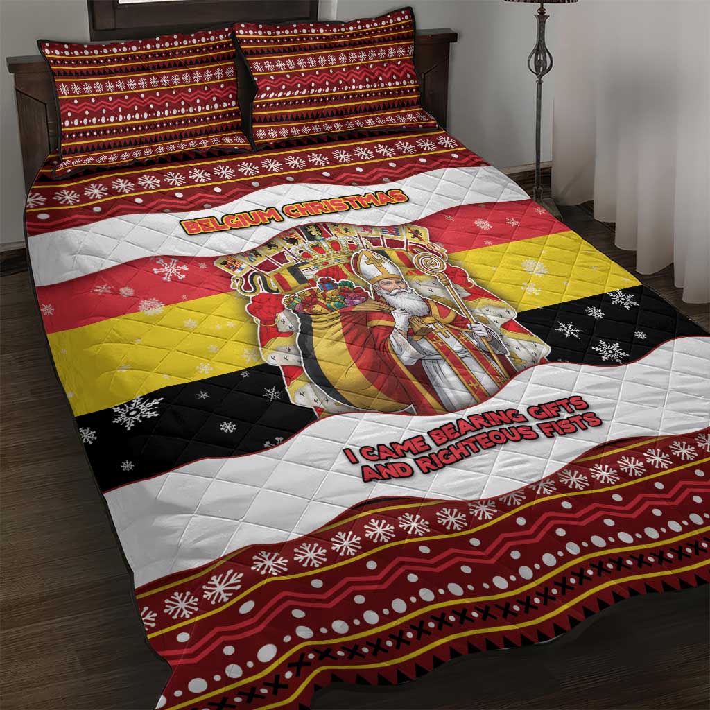 Belgium Quilt Bed Set Saint Nicholas With Patterns Xmas - Wonder Print Shop