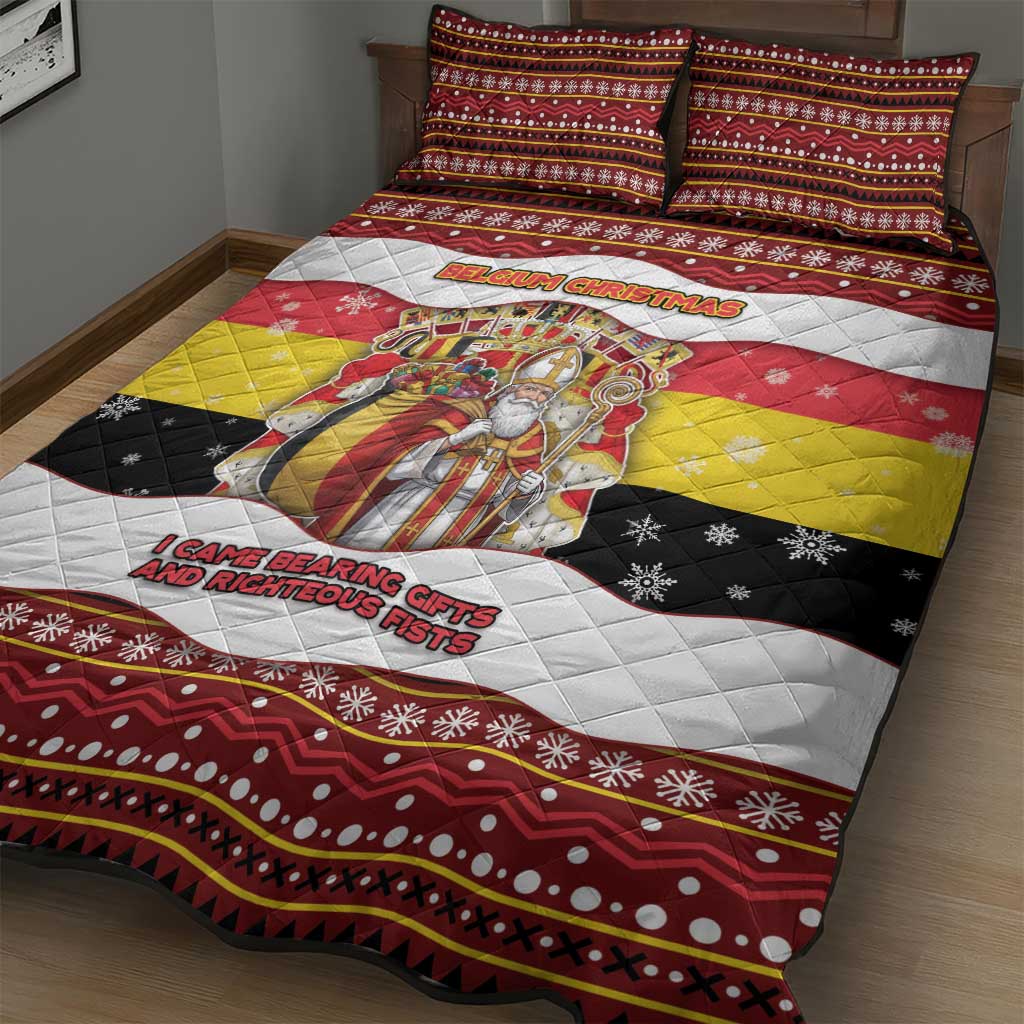 Belgium Quilt Bed Set Saint Nicholas With Patterns Xmas - Wonder Print Shop