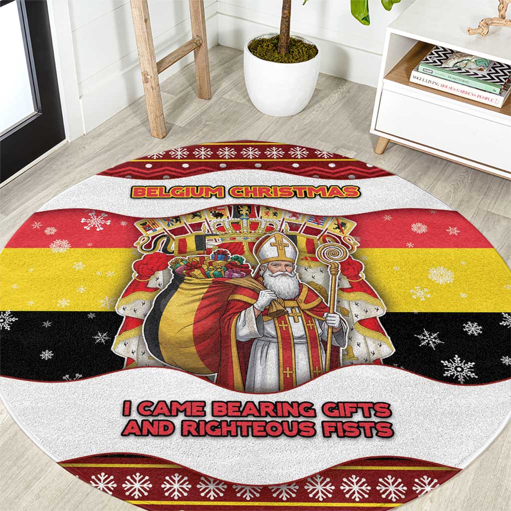 Belgium Round Carpet Saint Nicholas With Patterns Xmas - Wonder Print Shop