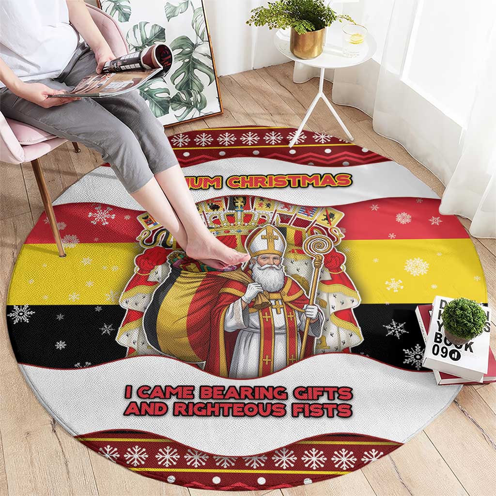 Belgium Round Carpet Saint Nicholas With Patterns Xmas - Wonder Print Shop