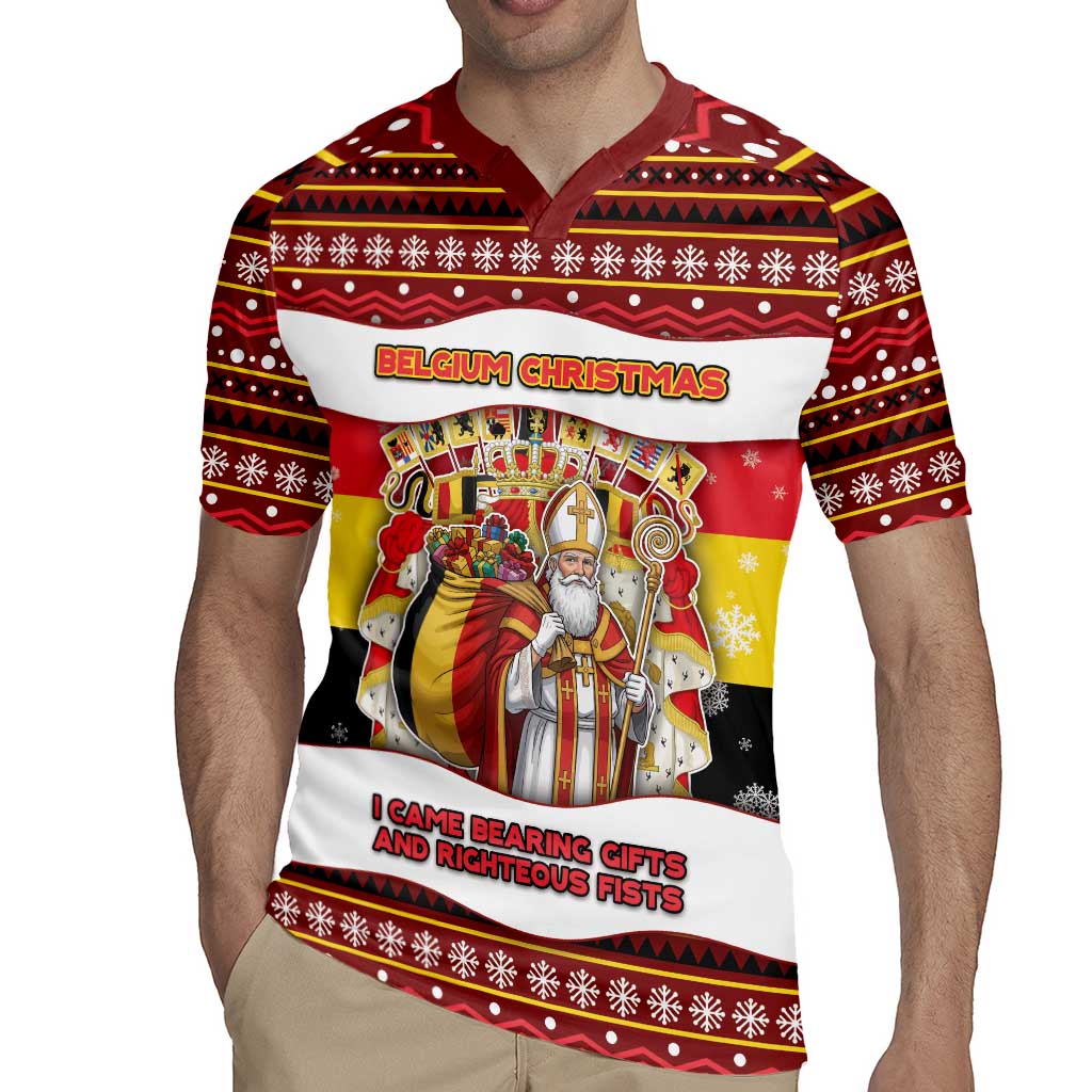 Personalized Belgium Rugby Jersey Saint Nicholas With Patterns Xmas - Wonder Print Shop
