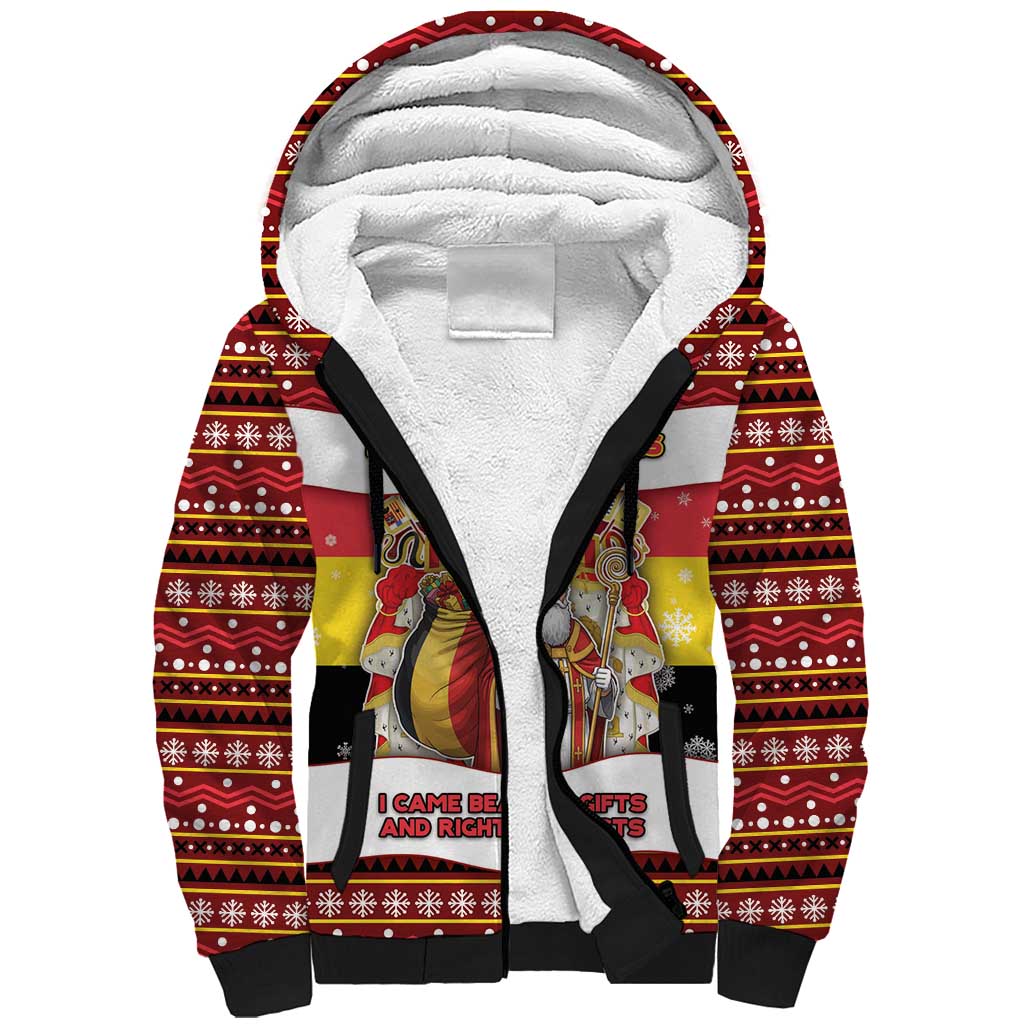 Personalized Belgium Sherpa Hoodie Saint Nicholas With Patterns Xmas - Wonder Print Shop