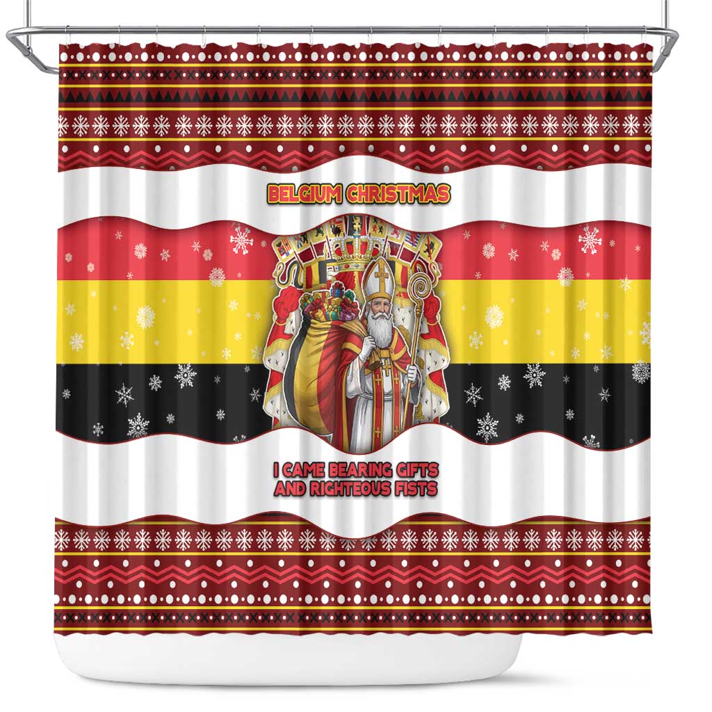 Belgium Shower Curtain Saint Nicholas With Patterns Xmas - Wonder Print Shop