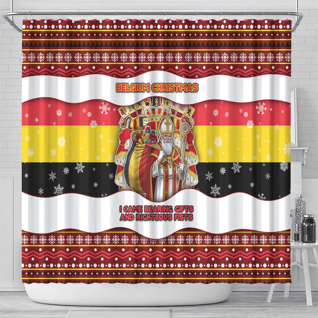 Belgium Shower Curtain Saint Nicholas With Patterns Xmas - Wonder Print Shop