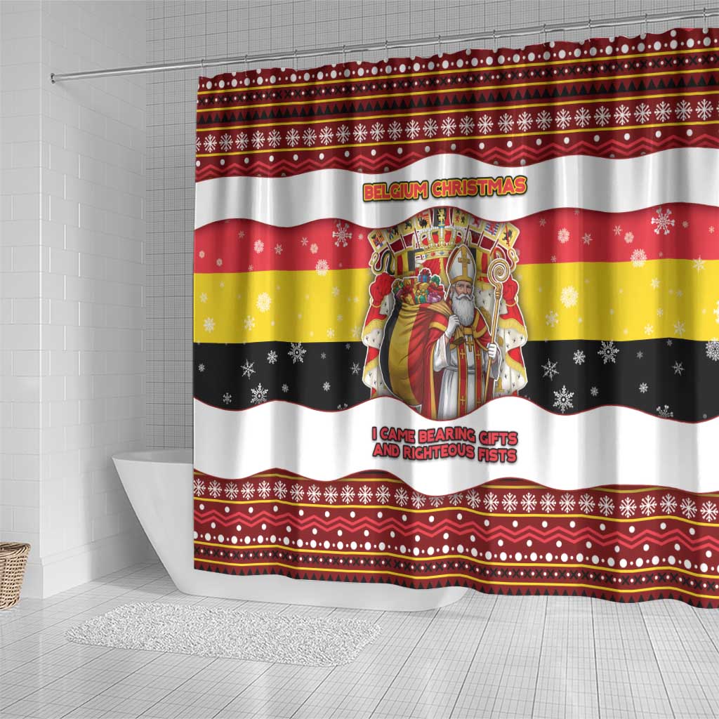 Belgium Shower Curtain Saint Nicholas With Patterns Xmas - Wonder Print Shop
